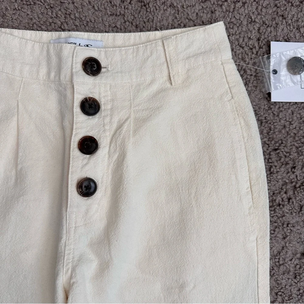 O’Neill Linen Blend Straight Wide Pants Womens 24 Wax Paper